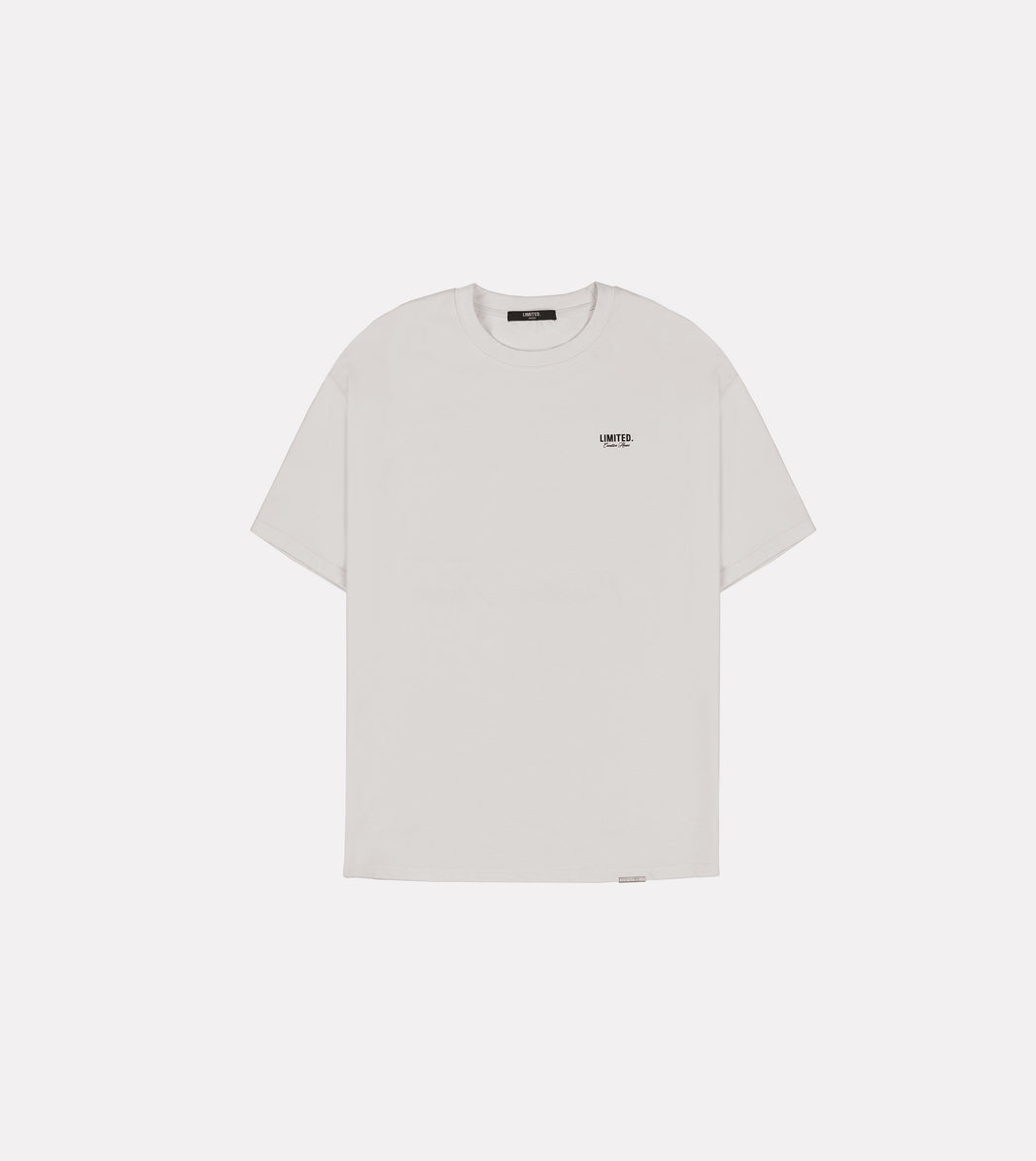 LIMITED. Oversized mens t-shirt in whisper grey with black signature 'Creative House' branding on the back.