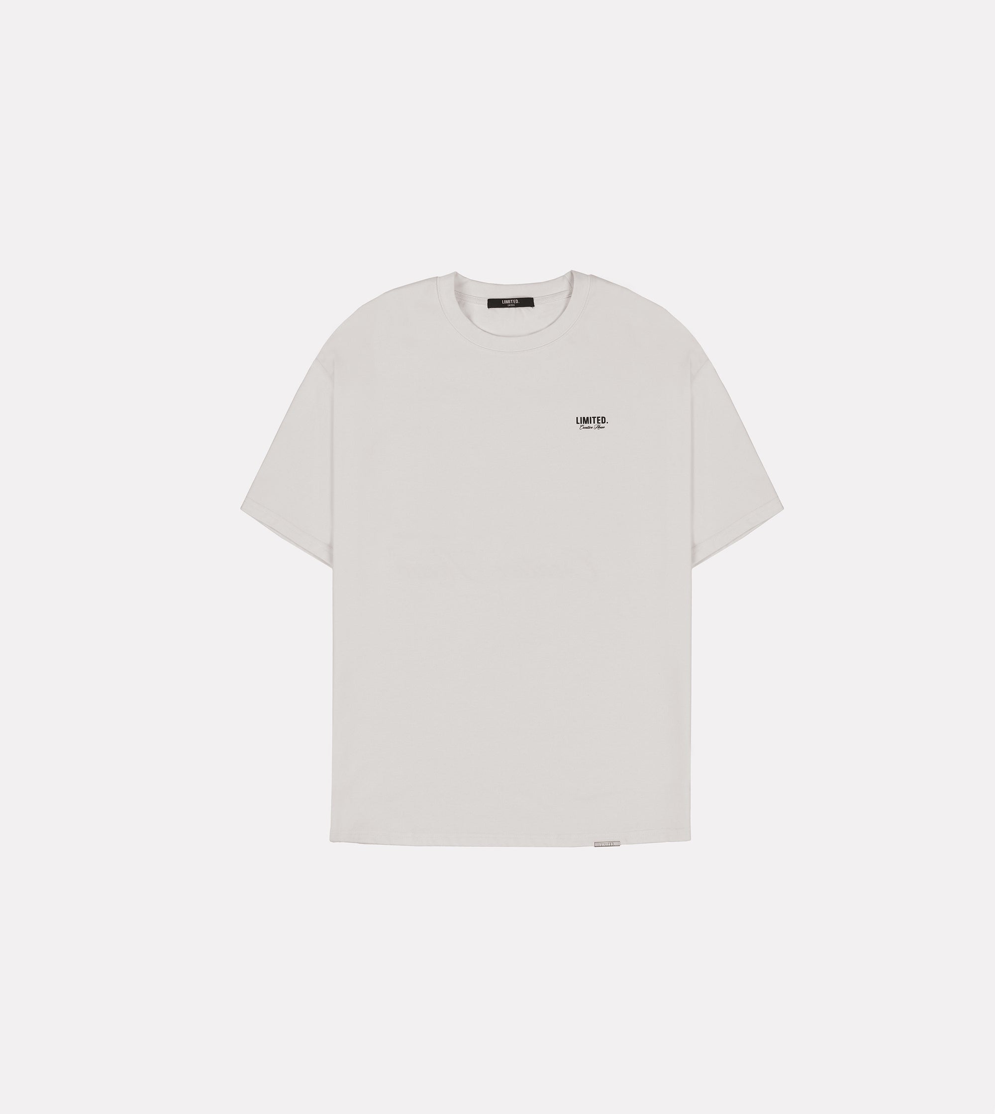 LIMITED. Oversized mens t-shirt in whisper grey with small black branding on the left chest.