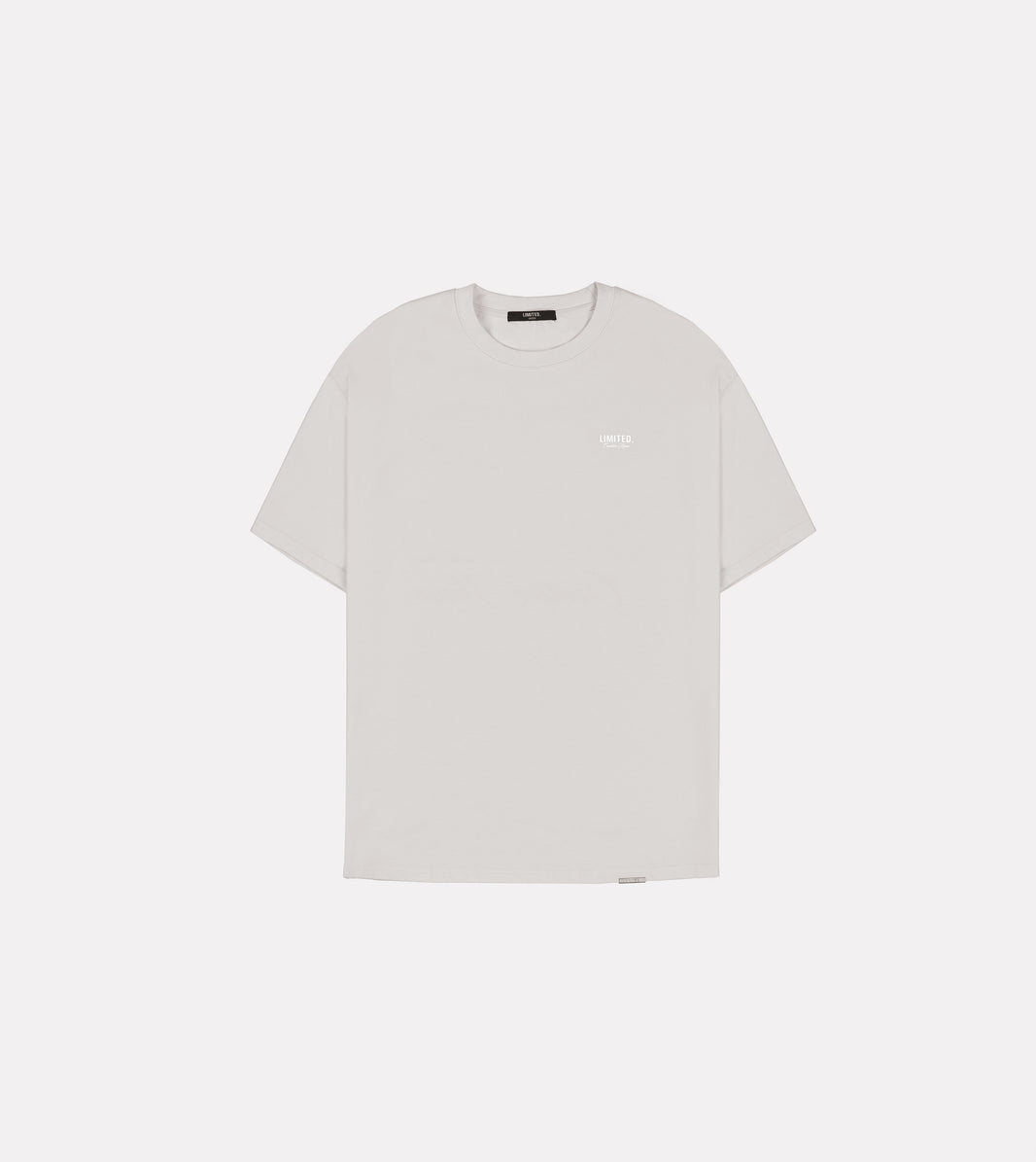 LIMITED. Oversized mens t-shirt in whisper-grey with white signature 'Creative House' branding on the back.