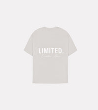 LIMITED. Oversized mens t-shirt in whisper-grey with white signature 'Creative House' branding on the back.