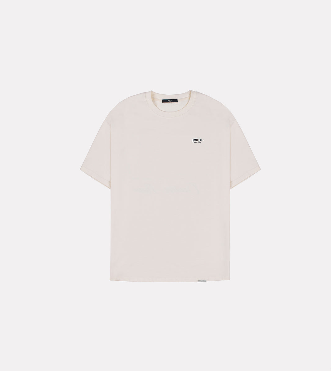 LIMITED. Oversized mens t-shirt in off-white colour with black signature 'Creative House' branding on the back.