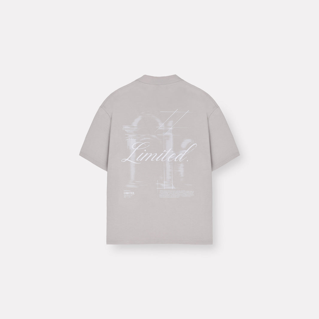 LIMITED. Oversized mens t-shirt in Sand colour with large "Under Construction" graphic on the back