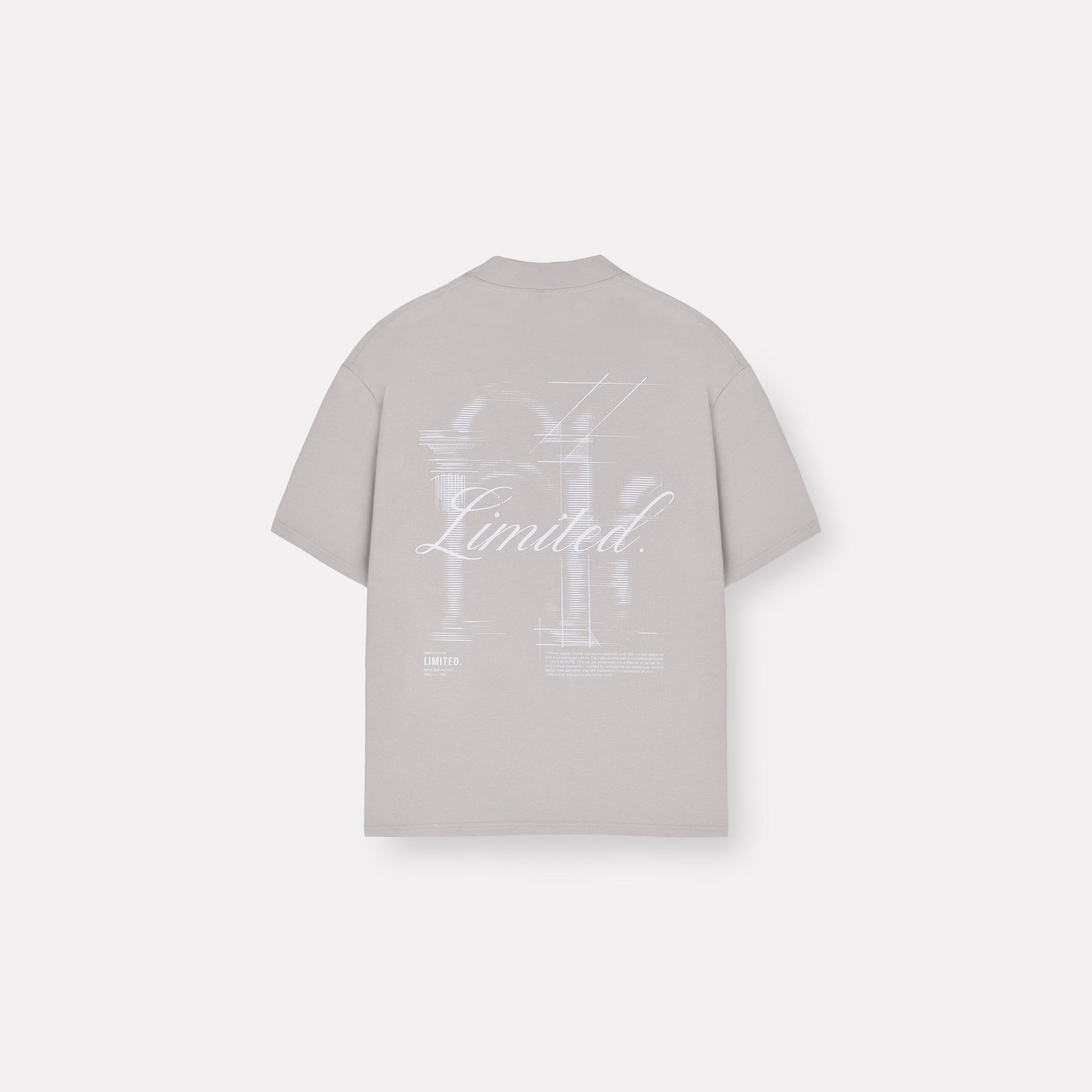 LIMITED. Oversized mens t-shirt in Sand colour with large "Under Construction" graphic on the back