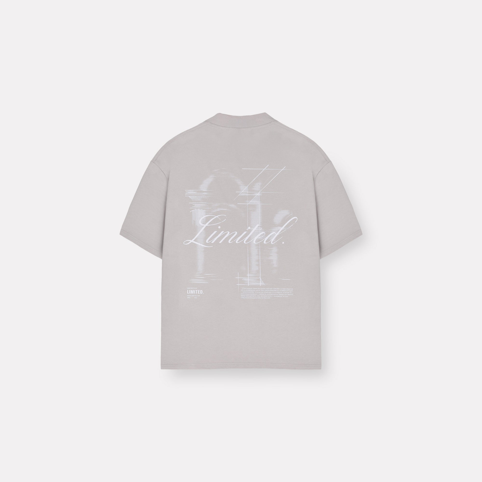 LIMITED. Oversized mens t-shirt in Sand colour with large "Under Construction" graphic on the back